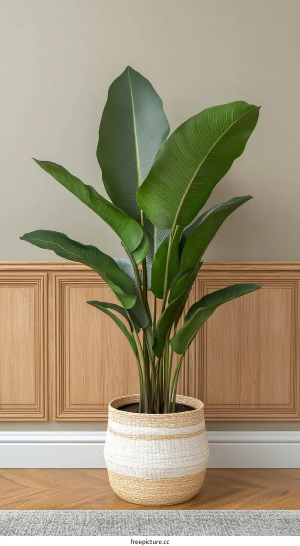 Indoor Plant in a Woven Basket Decor