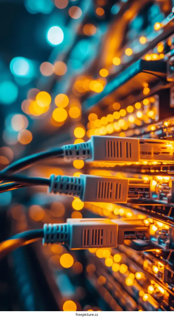 Closeup of Network Equipment Connections