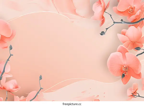 Pink Orchid Flowers on a Pink Background