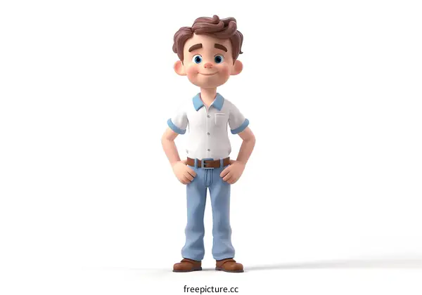 3D rendering of a happy cartoon man