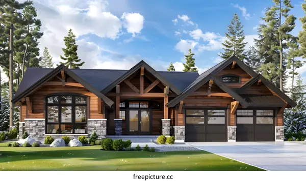 Modern Timber Frame House Design With Garage