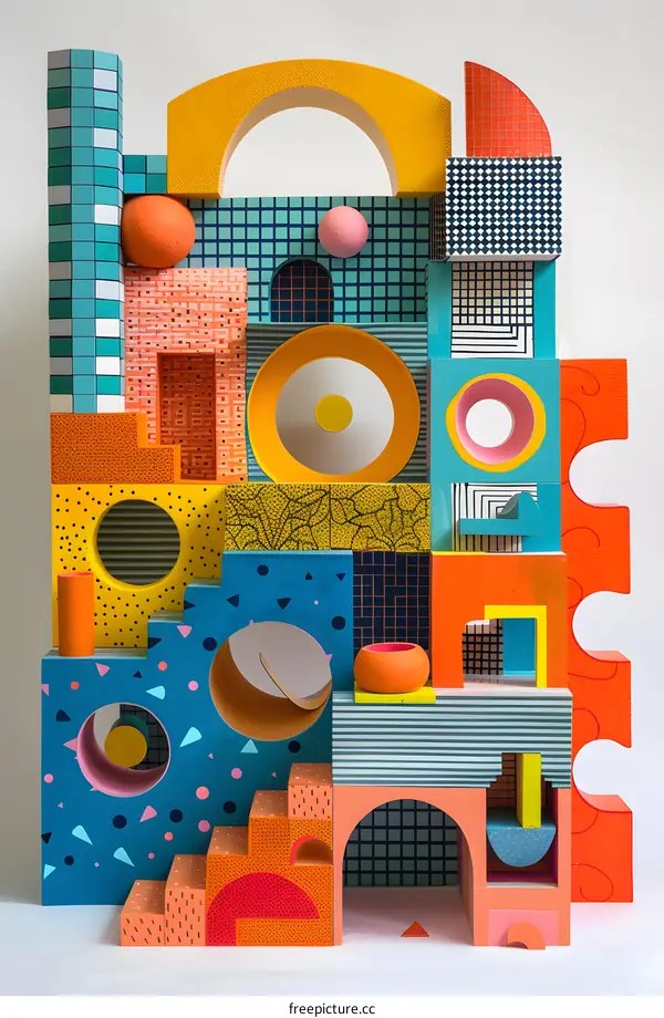 Colorful 3D geometric shapes