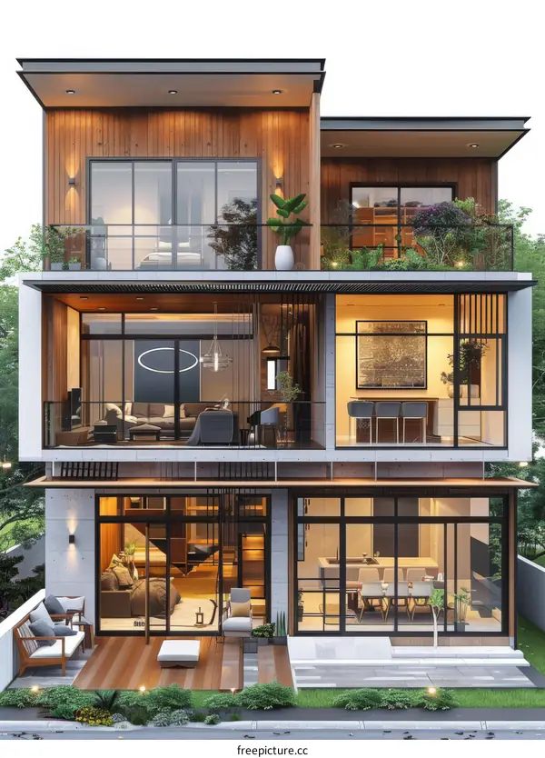 Three-story modern minimalist house