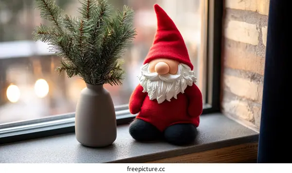 Christmas Gnome Ornament on Windowsill