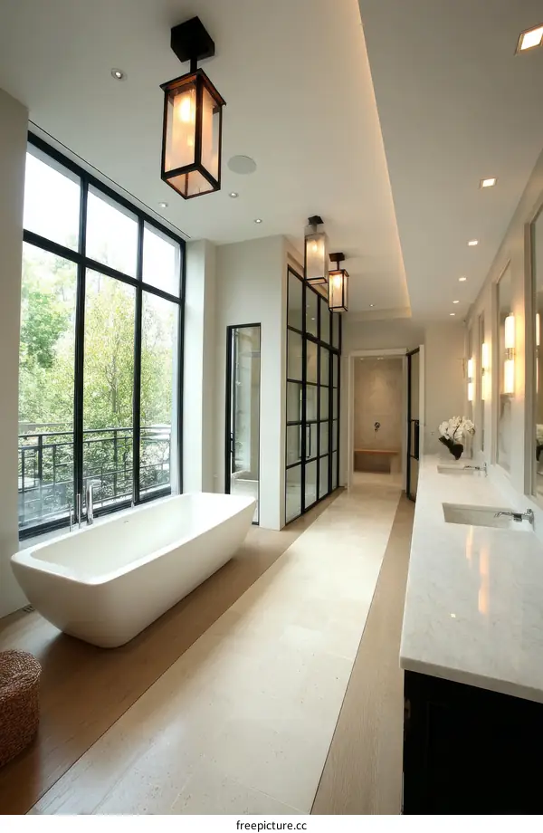 Modern Luxury Bathroom Corridor with Elegant Fixtures