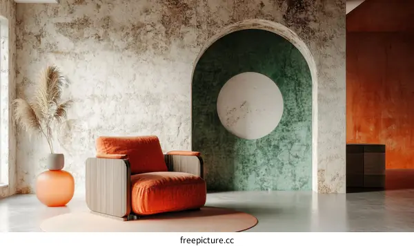 Modern Interior Design with Orange Accent Chair