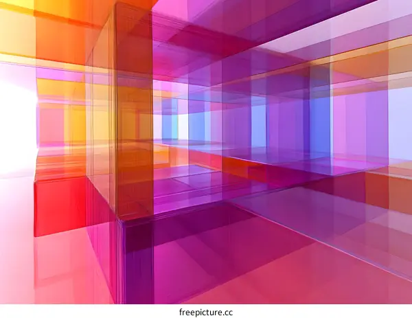 Abstract Colorful Glass Structure Interior Design
