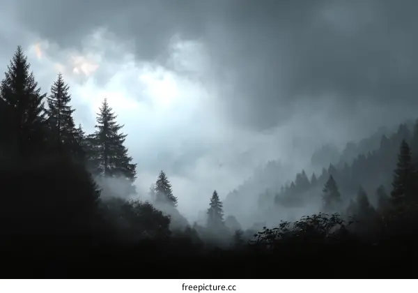 Misty Mountain Forest Landscape