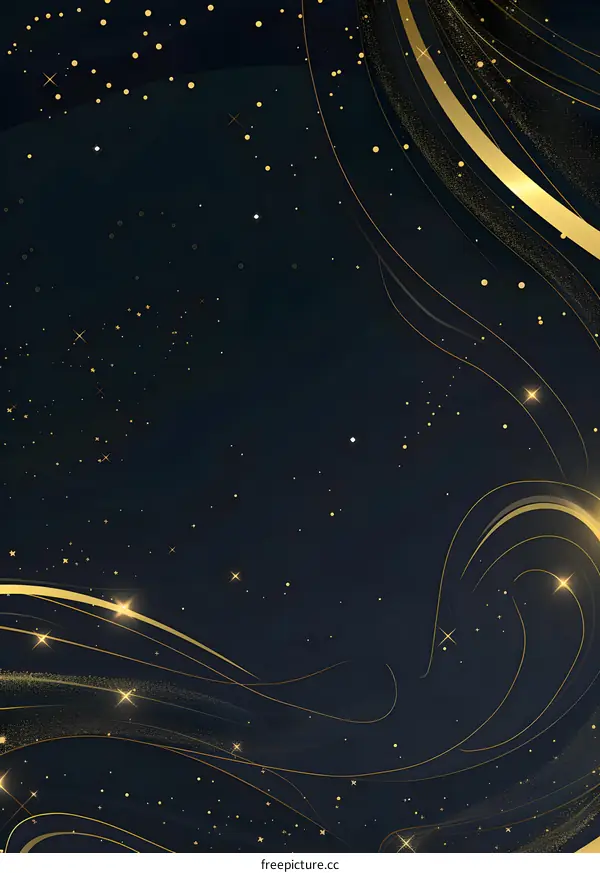 Golden Starry Night Abstract Background
