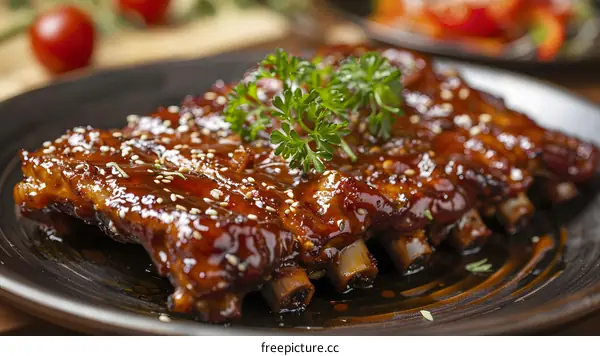 A plate of delicious barbecued pork ribs