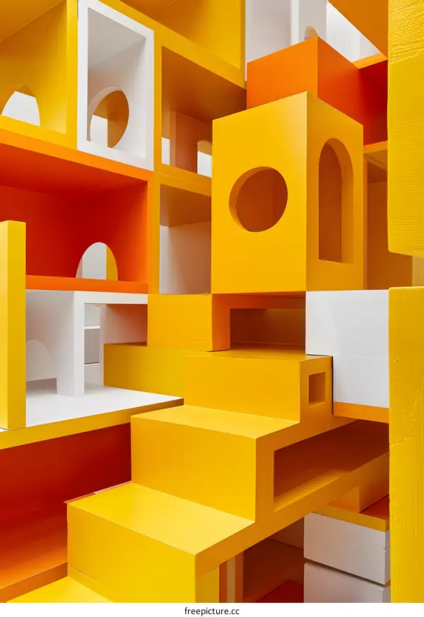 Abstract Architecture Made of Colorful Blocks