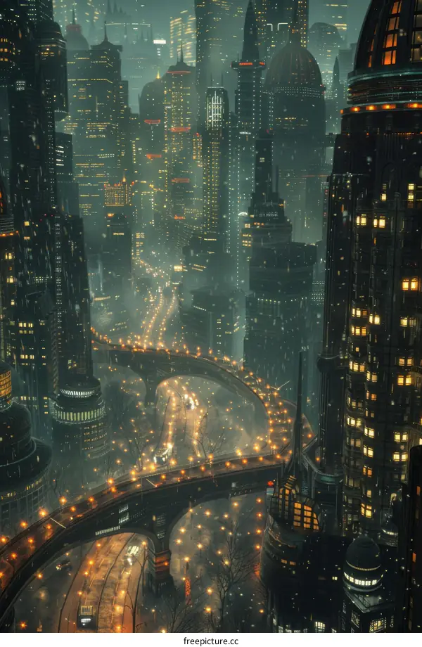 Futuristic Cityscape at Night