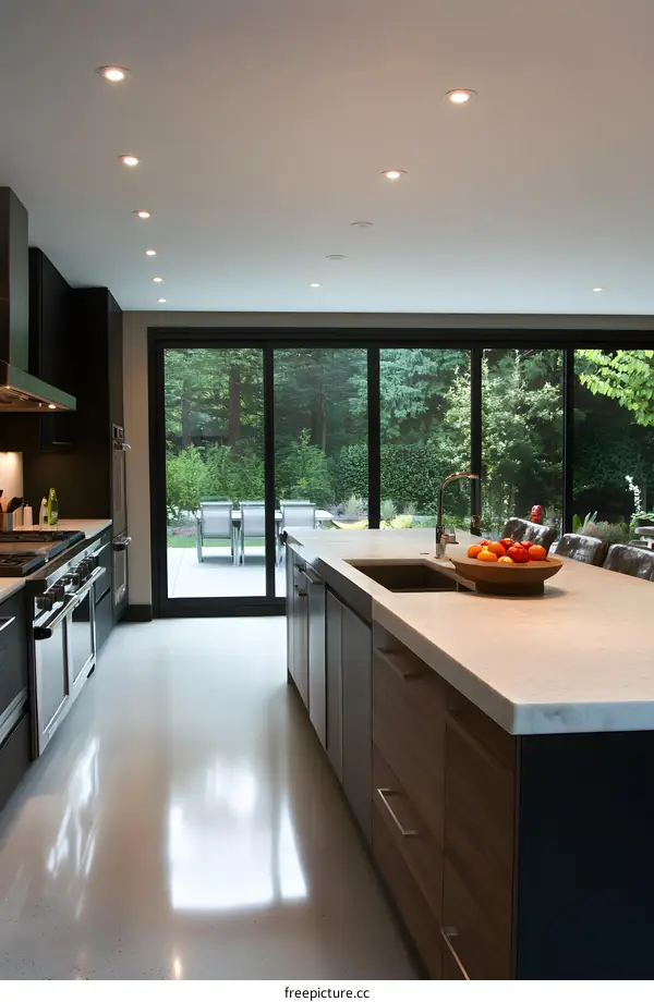 Modern Kitchen Interior Design with a View of the Garden