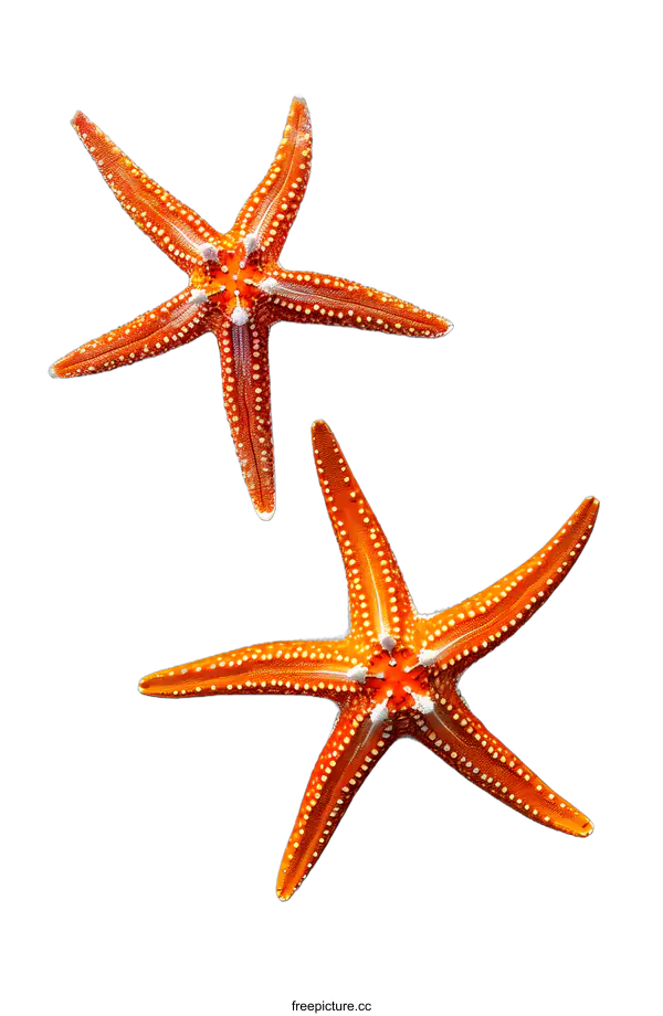[Transparent Background PNG]Two orange starfish on a white background