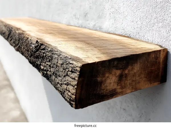 Rustic Wooden Shelf with Natural Grain