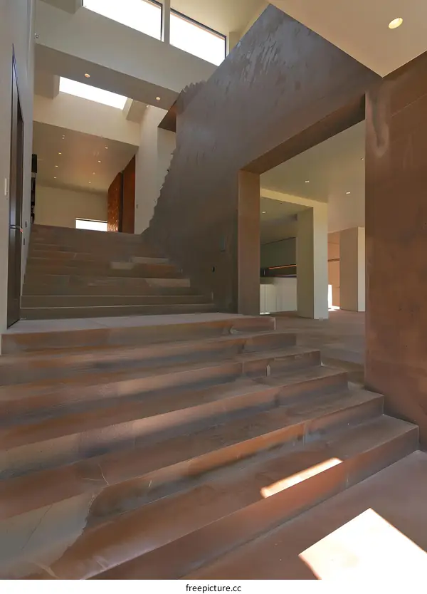 Modern Interior Design Staircase With Metal Wall