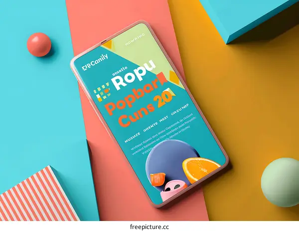 Phone Mockup with Colorful Background