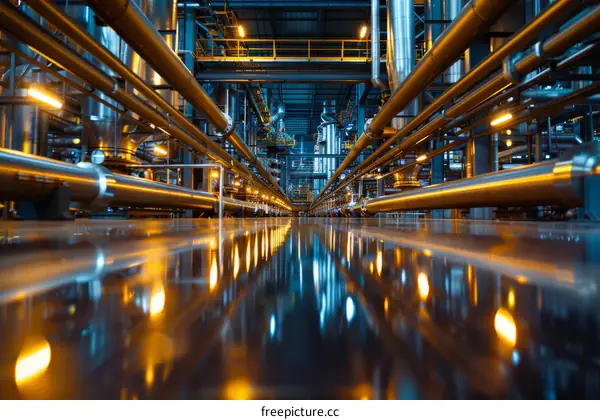 The Golden Pipes of an Industrial Building