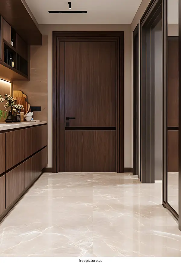 Modern Minimalist Interior Design With Wooden Door