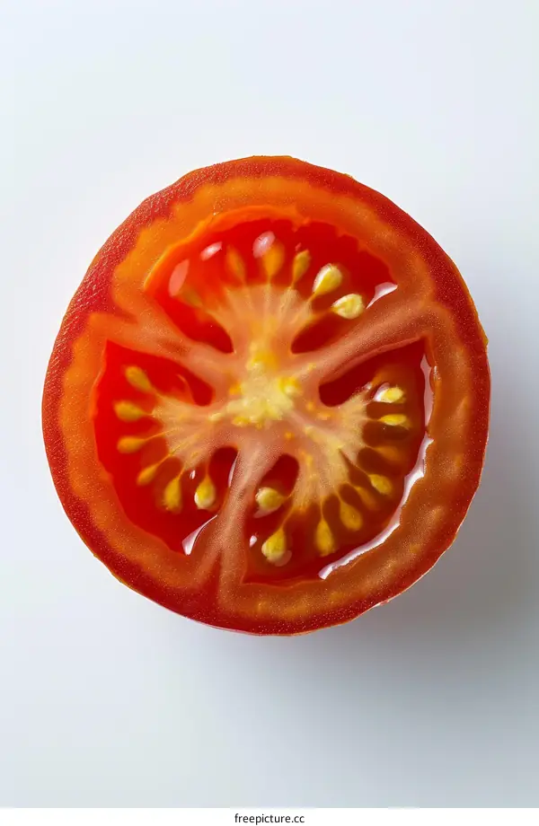A cross section of a tomato