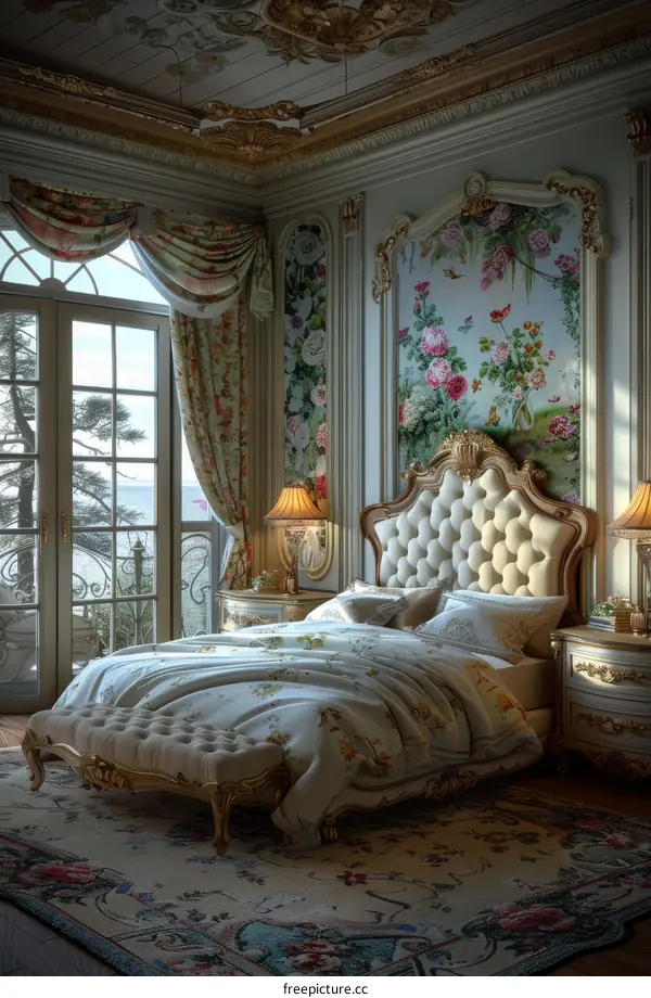 Elegant Classic Floral Bedroom Interior Design