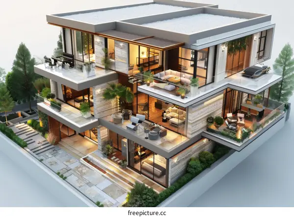 Modern Multi-Story Luxury Mansion Design