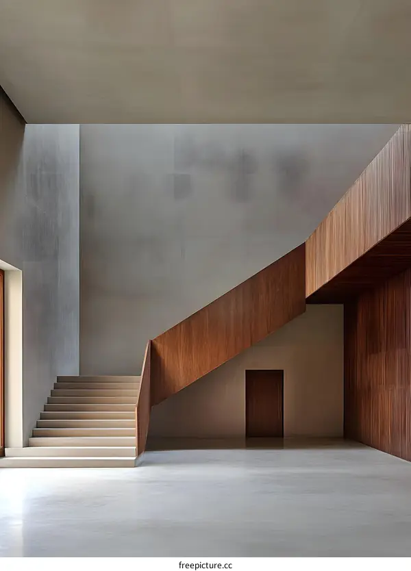 Minimalist Modern Staircase Design in Concrete and Wood