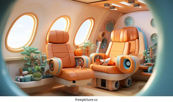 futuristic airplane interior design concept art