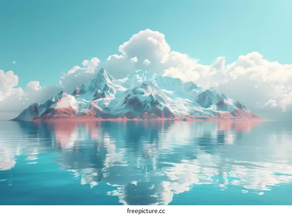 A Serene Mountain Island Landscape