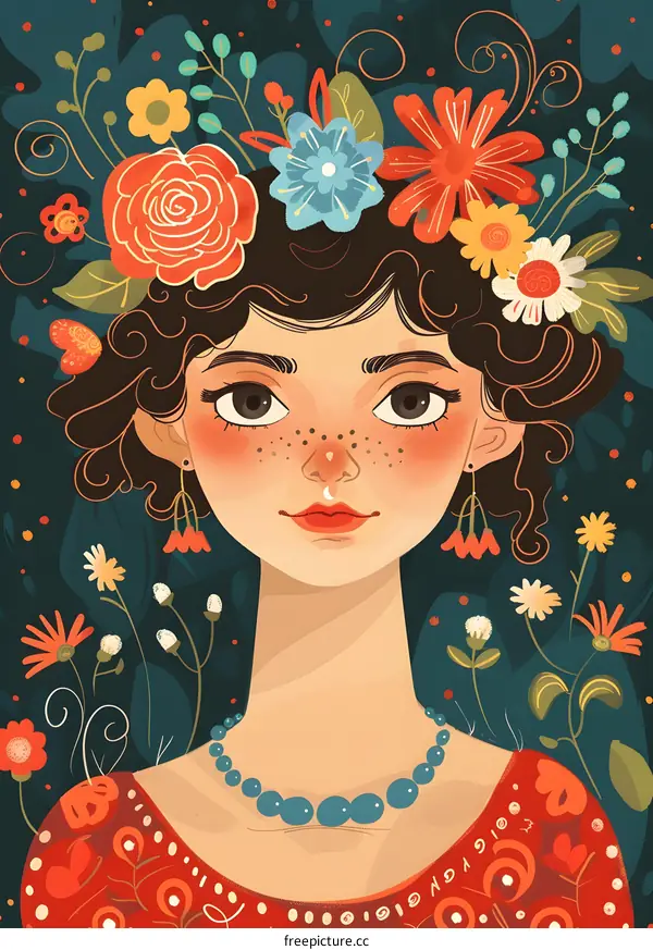 Woman with Flowers in Her Hair