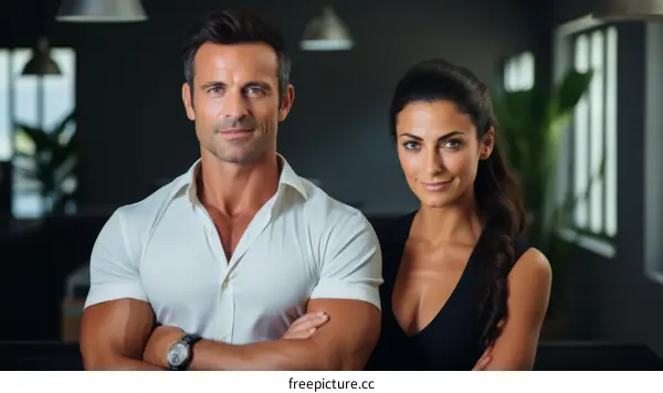 Portrait of a handsome man and a beautiful woman