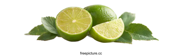 [Transparent Background PNG]Fresh Lime Slices and Leaves