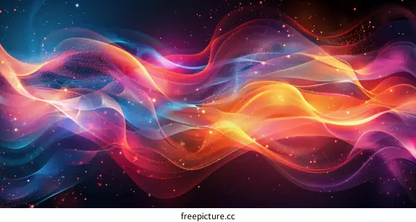 Abstract Colorful Light Waves in Space