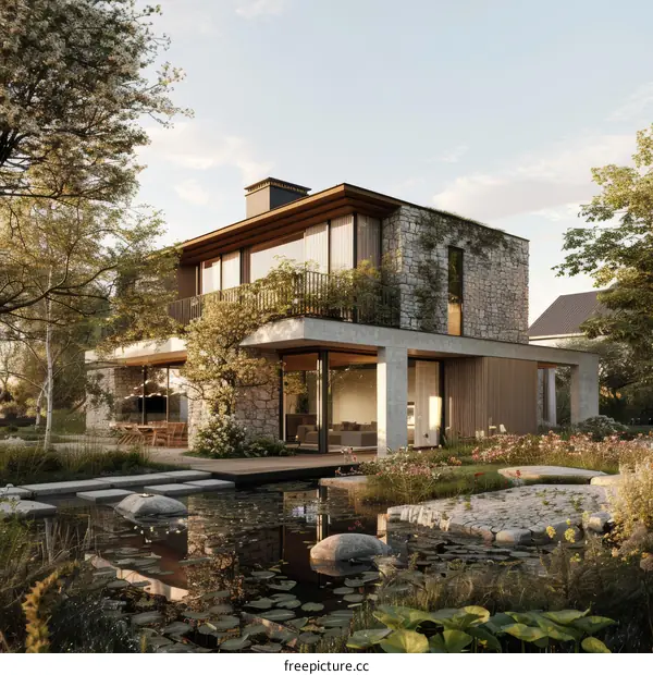 Modern House Exterior Design with Natural Elements