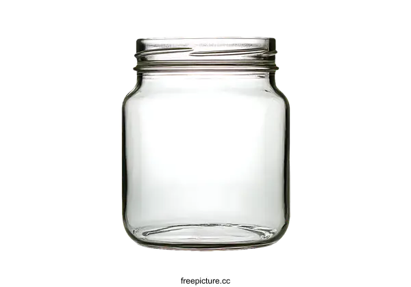[Transparent Background PNG]Empty Glass Jar on White Background