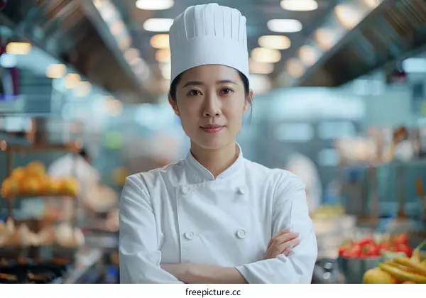 Portrait of a confident female chef in a commercial kitchen