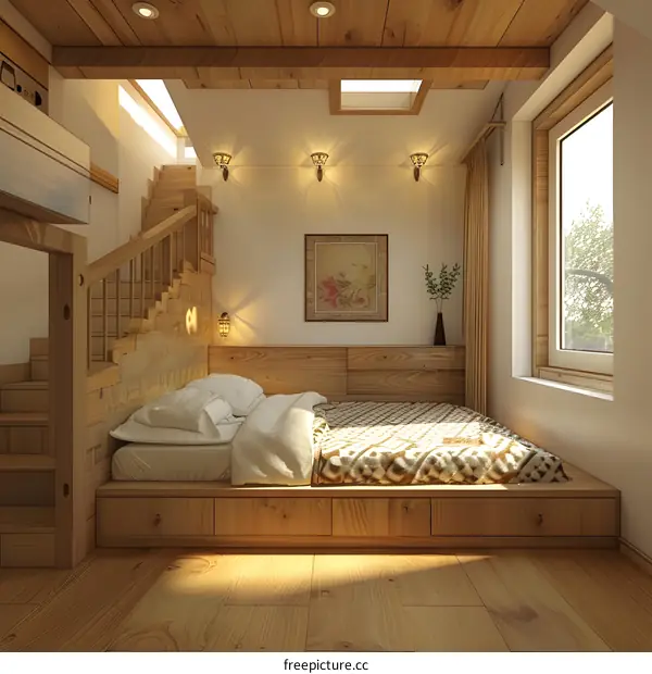 Wooden bedroom interior design