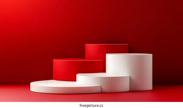 Red and White Cylindrical Product Display