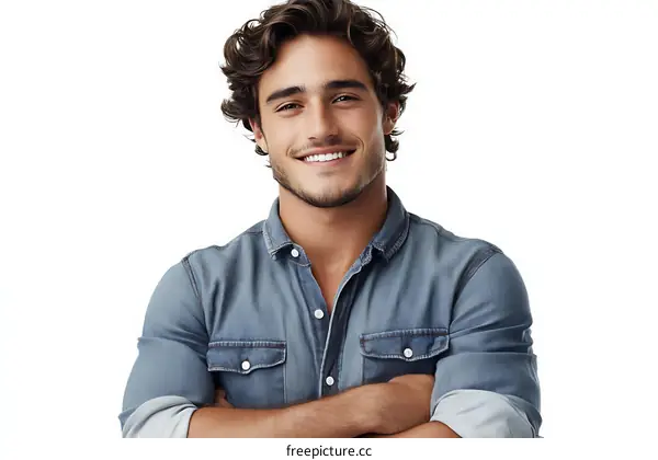 Smiling Man in Denim Shirt Portrait