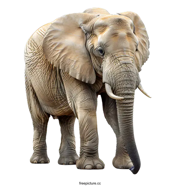 [Transparent Background PNG]Majestic African Elephant on White Background