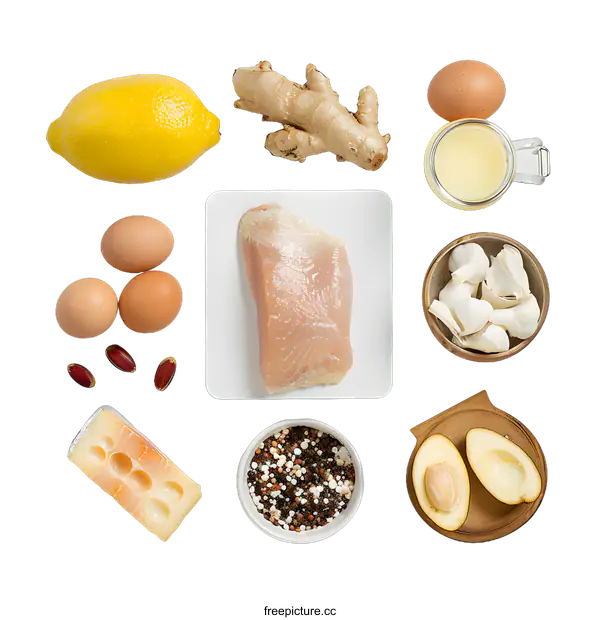 [Transparent Background PNG]Healthy Food Ingredients Flat Lay