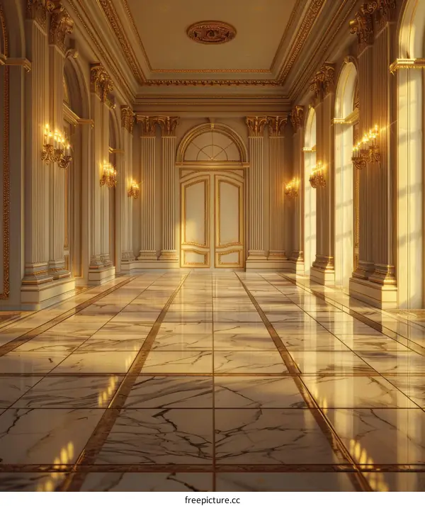 Golden Hallway of a Majestic Palace