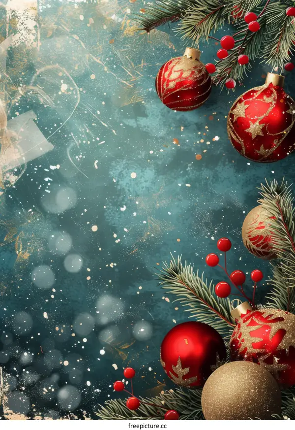 Christmas ornaments hanging on a blue background