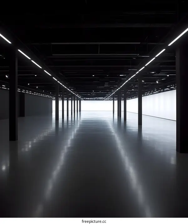 Empty Interior With White Walls And Floor