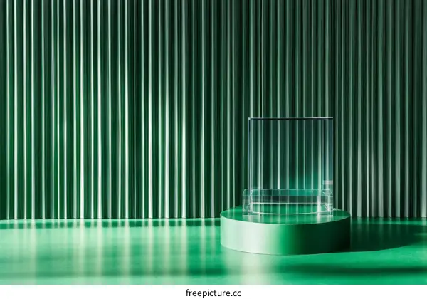 Modern Green Display Podium with Transparent Glass