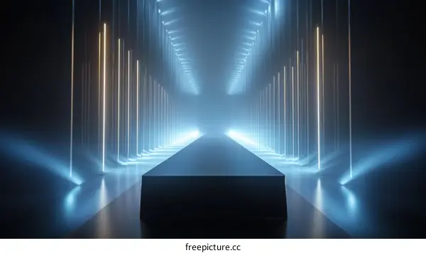 Futuristic Neon Stage Design with Platform