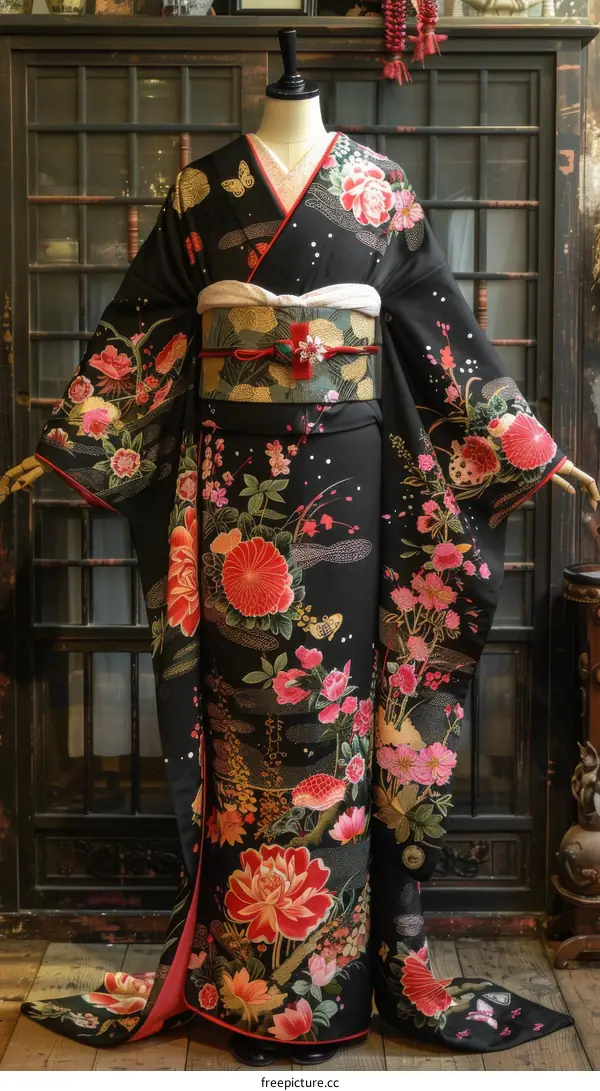 A kimono with a floral pattern