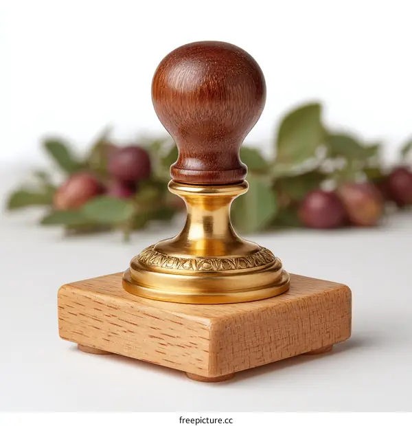 Wooden Stamp with Golden Base