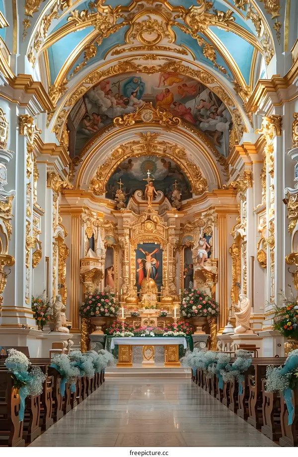 The Magnificent Interior of a Golden Church