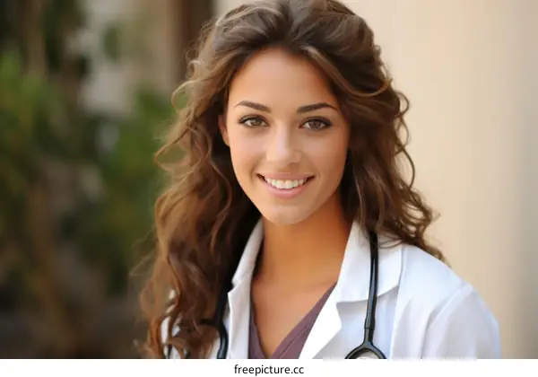 portrait of a young female doctor smiling